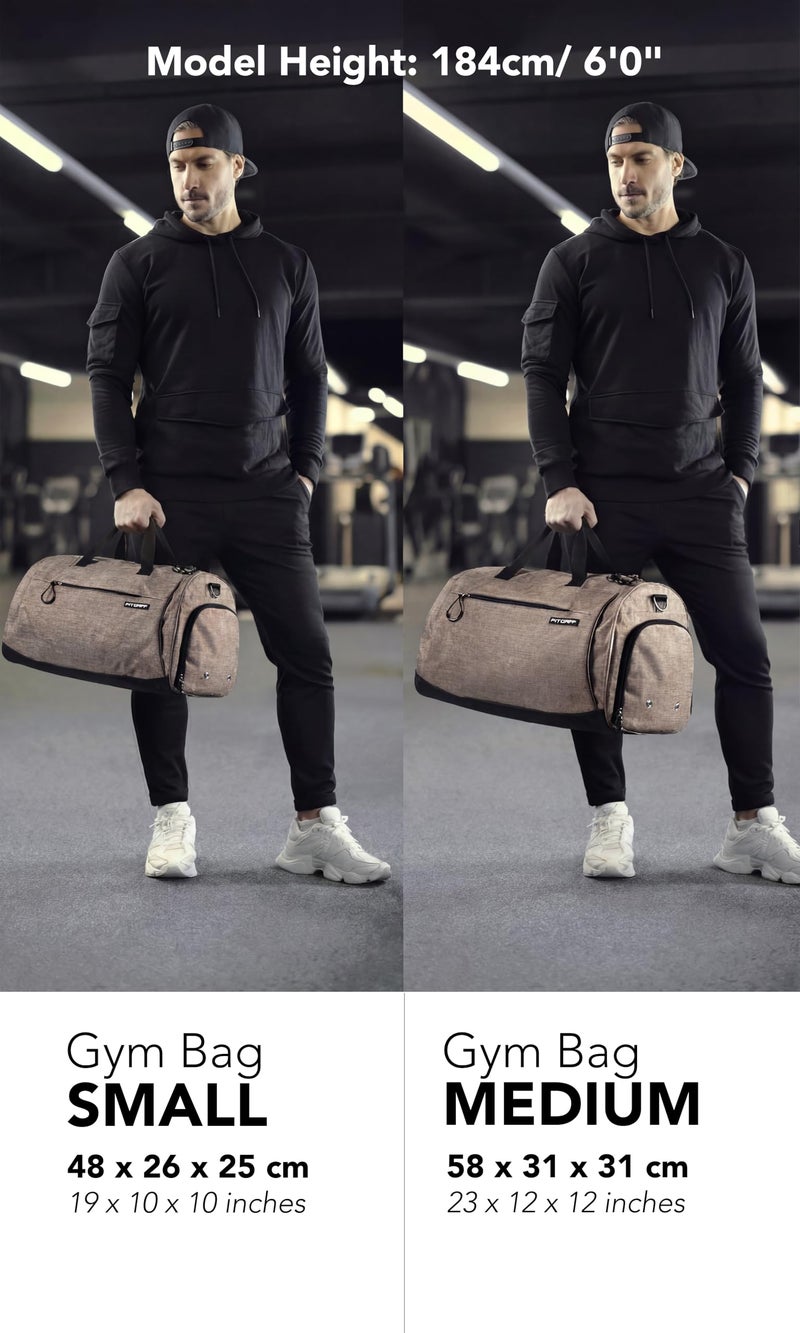 FitgriffÂ® Gym Bag for Men & Women with Shoe & Wet Compartment - Duffle Bag for Travel, Sports, Fitness & Workout (Sand, 23 x 12 x 12â€³ (Medium)) - Image 3